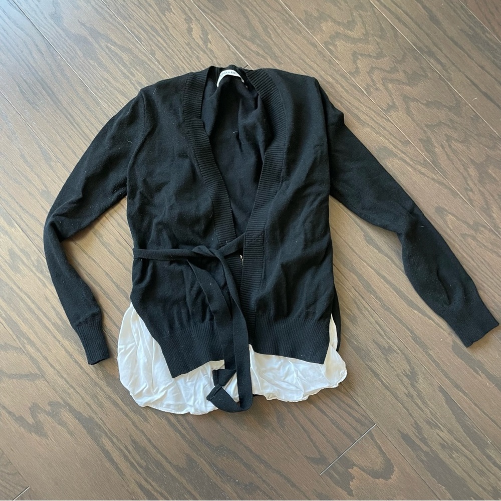 Do + Be Black & White Wrap Tie Top Size Small